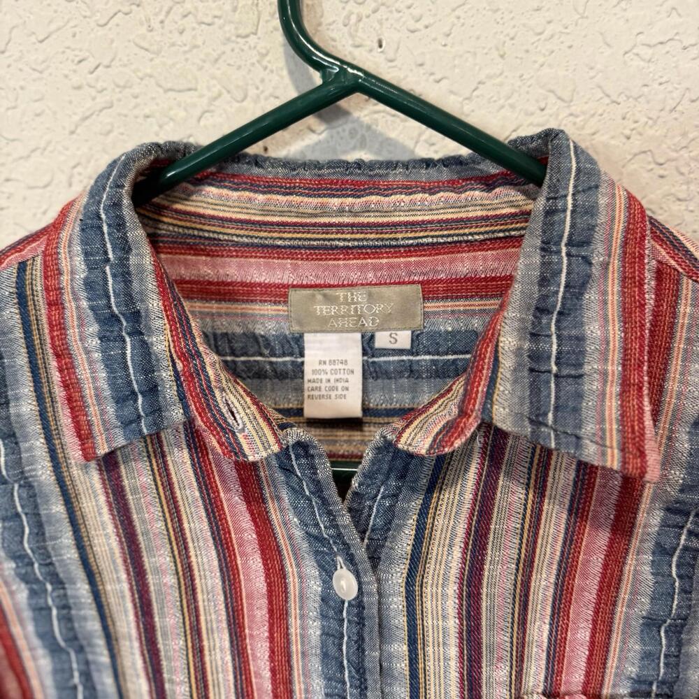 Vintage 00s The Territory Ahead Women's Button Up‎ Striped Shirt Size Small - Picture 6 of 6